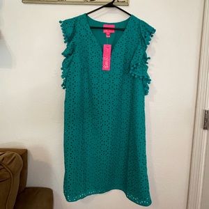 Lilly Pulitzer Astana Flutter Sleeve Dress in Water Lilly Green